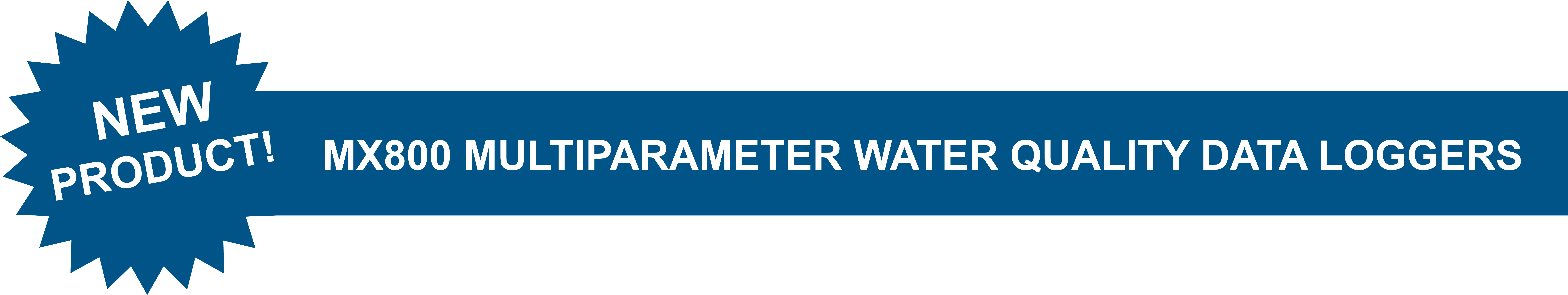 New product callout banner for MX800 data loggers in blue