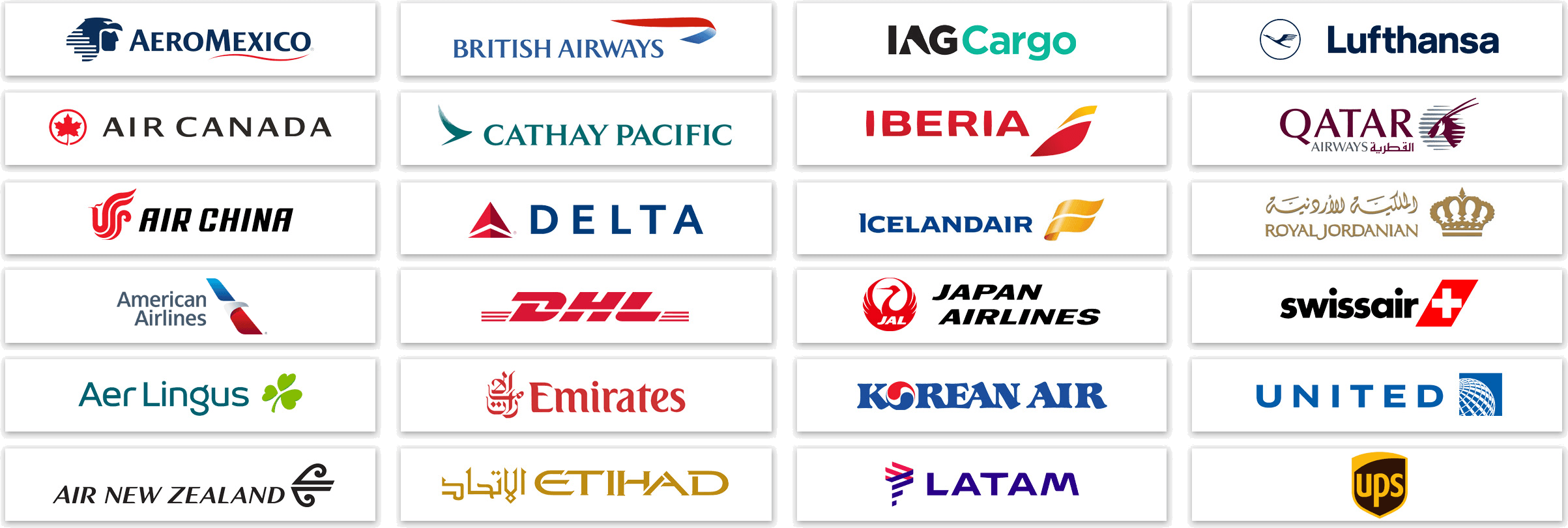 Logos of airlines that approve use of InTemp loggers