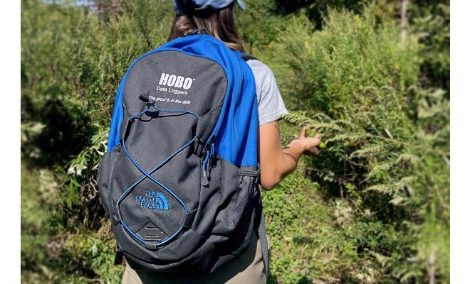 HOBO North Face Backpack on back of hiker