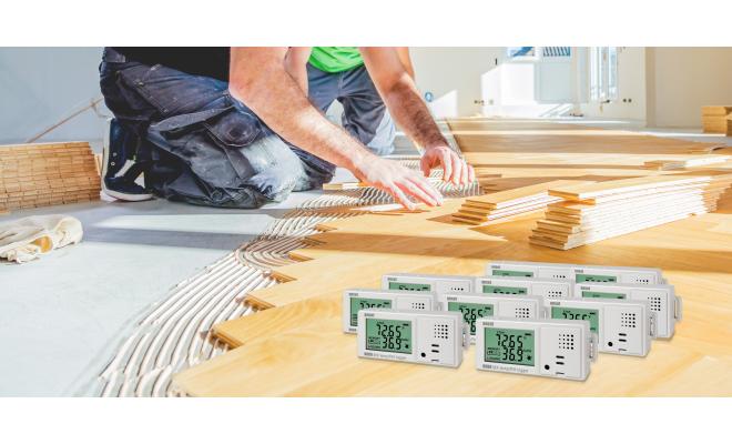 data loggers monitoring wood floor installation