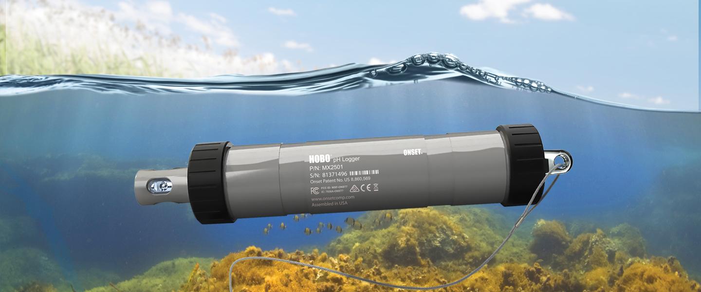 Onset HOBO MX2500 pH logger underwater
