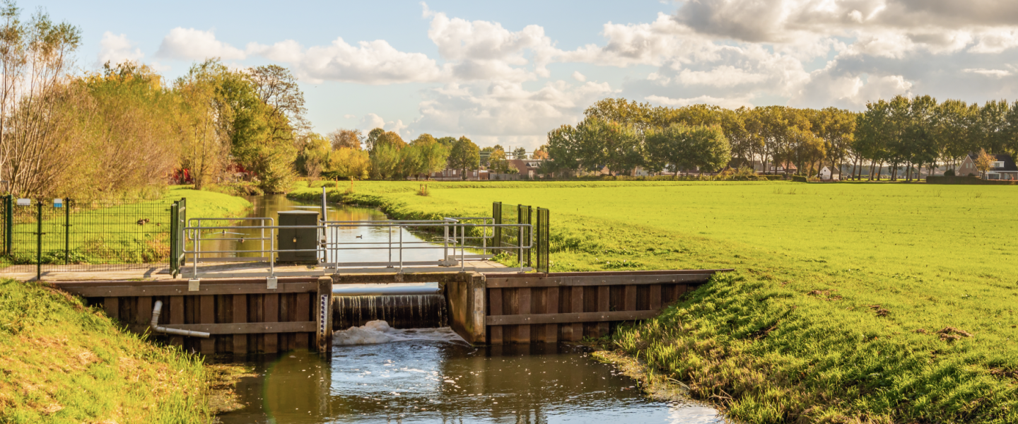 Irrigation canal by field supports agriculture