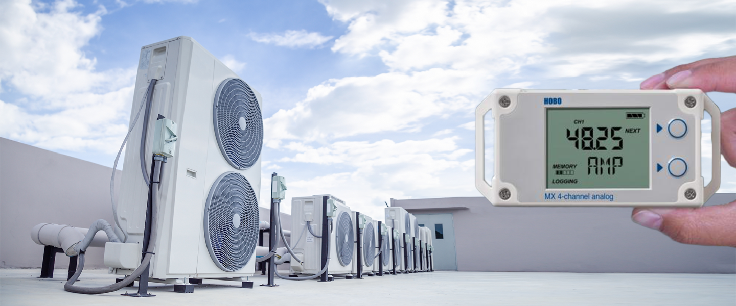 HVAC MX1105 monitoring heat pump equipment on roof