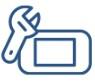 Mobile device with wrench icon 