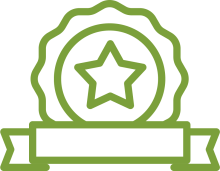 green line badge icon with star in center