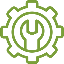 wrench in gear center maintenance icon