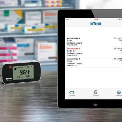 Intemp Data logger and iPad with Data