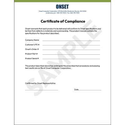 Sample Certificate of Compliance