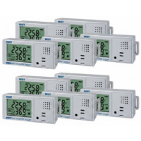 ten MX1101 temp humidity loggers for indoor monitoring