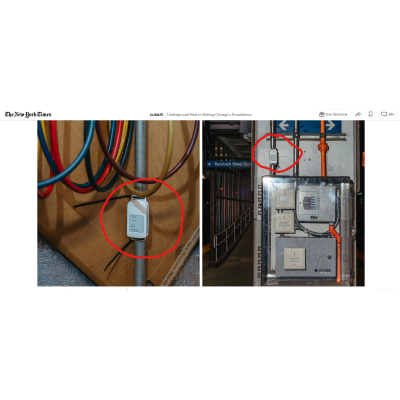 HOBO temperature data loggers being used underground in Chicago's subway system to assess climate change impacts