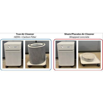 SIde by side air cleaners used for IAQ study with one "dummy" air cleaner 