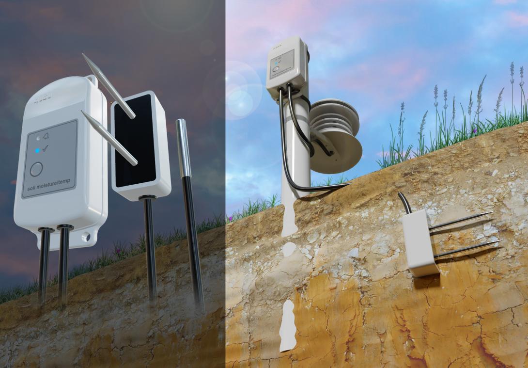 HOBO multi-depth soil moisture data logger assembly and deployed in-ground